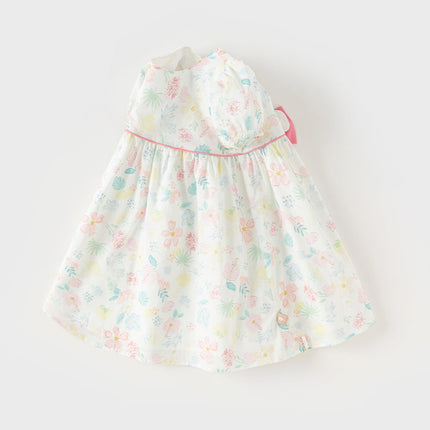 Toddler Girls Summer Cotton Floral Print Classic A-line Dress