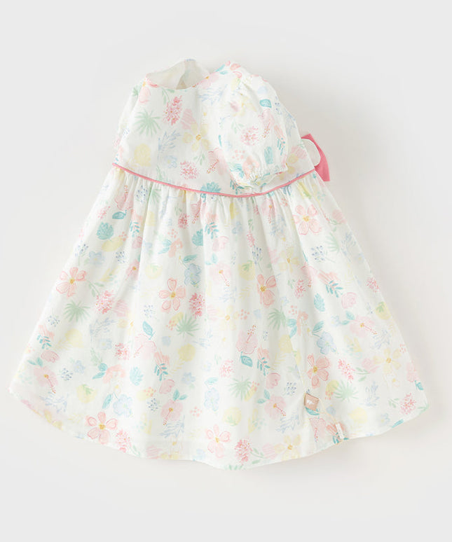 Toddler Girls Summer Cotton Floral Print Classic A-line Dress