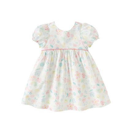 Toddler Girls Summer Cotton Floral Print Classic A-line Dress