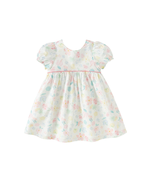 Toddler Girls Summer Cotton Floral Print Classic A-line Dress