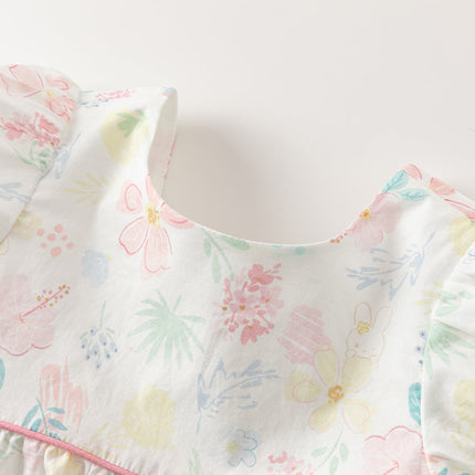 Toddler Girls Summer Cotton Floral Print Classic A-line Dress