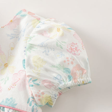 Toddler Girls Summer Cotton Floral Print Classic A-line Dress