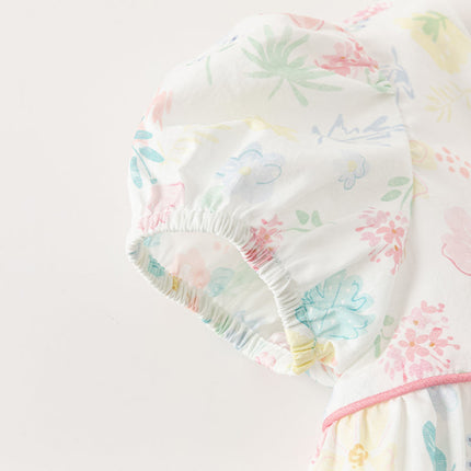 Toddler Girls Summer Cotton Floral Print Classic A-line Dress