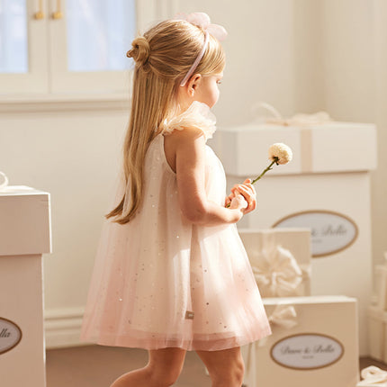 Girls Summer Gradient Pink Sleeveless Sweet Princess Dress