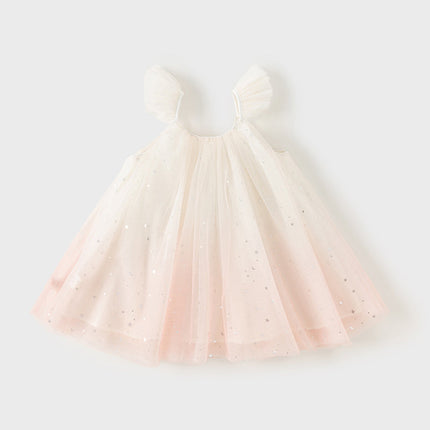 Girls Summer Gradient Pink Sleeveless Sweet Princess Dress