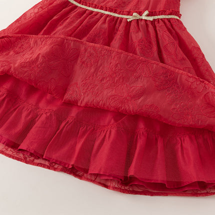 Toddler Girls Summer Red Sleeveless Elegant Princess Dress
