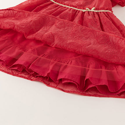 Toddler Girls Summer Red Sleeveless Elegant Princess Dress