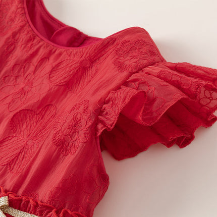 Toddler Girls Summer Red Sleeveless Elegant Princess Dress