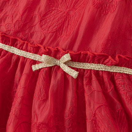 Toddler Girls Summer Red Sleeveless Elegant Princess Dress