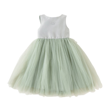 Toddler Girls Summer Grey Green Sleeveless Mesh Princess Dress