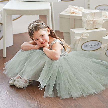 Toddler Girls Summer Grey Green Sleeveless Mesh Princess Dress