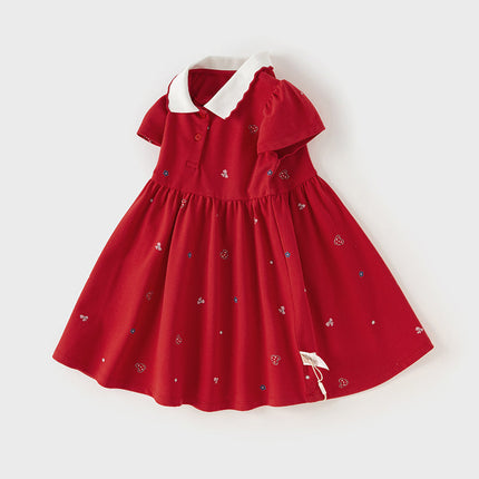 Toddler Girl Summer Cotton Red/Pink Polo Princess Dress