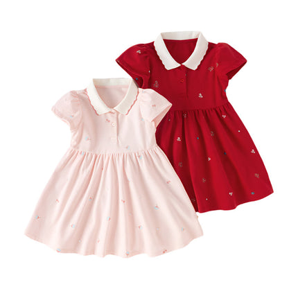 Toddler Girl Summer Cotton Red/Pink Polo Princess Dress