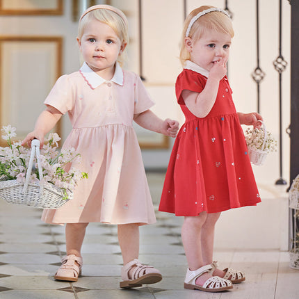 Toddler Girl Summer Cotton Red/Pink Polo Princess Dress
