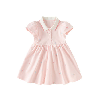 Toddler Girl Summer Cotton Red/Pink Polo Princess Dress
