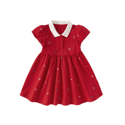 Toddler Girl Summer Cotton Red/Pink Polo Princess Dress