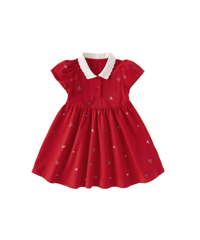 Toddler Girl Summer Cotton Red/Pink Polo Princess Dress