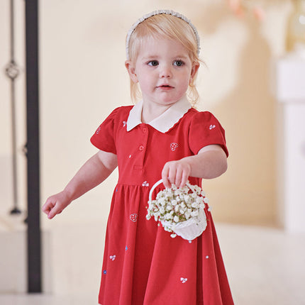 Toddler Girl Summer Cotton Red/Pink Polo Princess Dress