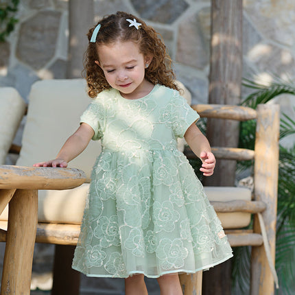 Girls Summer Green Meah Cute Birthday Dress