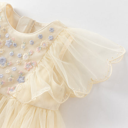 Girls Toddler Summer Yellow Mesh Princess Dress