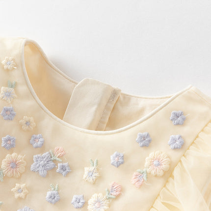 Girls Toddler Summer Yellow Mesh Princess Dress