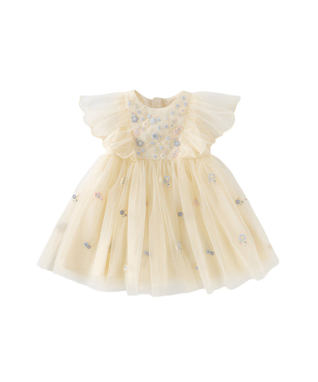 Girls Toddler Summer Yellow Mesh Princess Dress