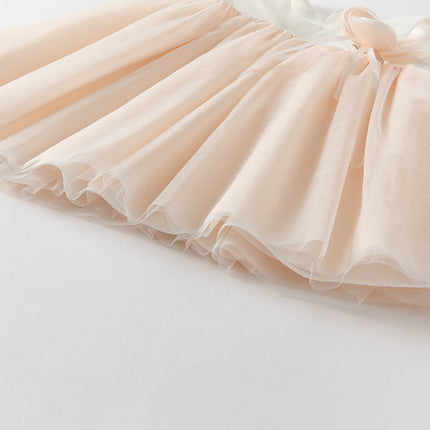 Girls Summer Light Pink Floral Mesh Princess Dress