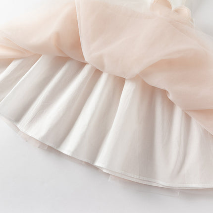 Girls Summer Light Pink Floral Mesh Princess Dress