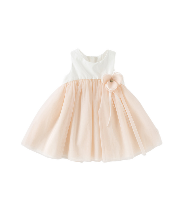 Girls Summer Light Pink Floral Mesh Princess Dress