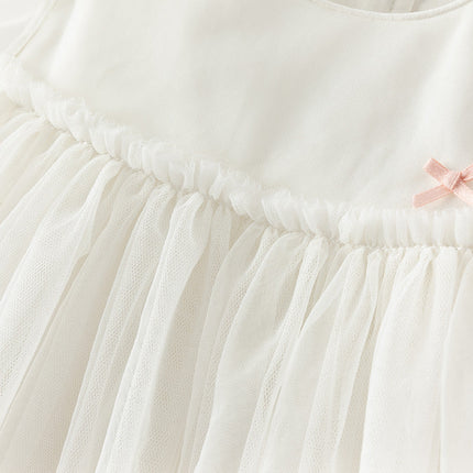 Girls Summer White Mesh Princess Dress