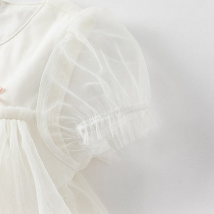Girls Summer White Mesh Princess Dress