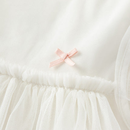 Girls Summer White Mesh Princess Dress