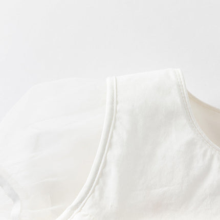 Girls Summer White Mesh Princess Dress