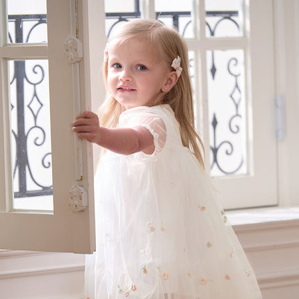 Girls Summer White Mesh Princess Dress