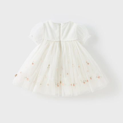Girls Summer White Mesh Princess Dress