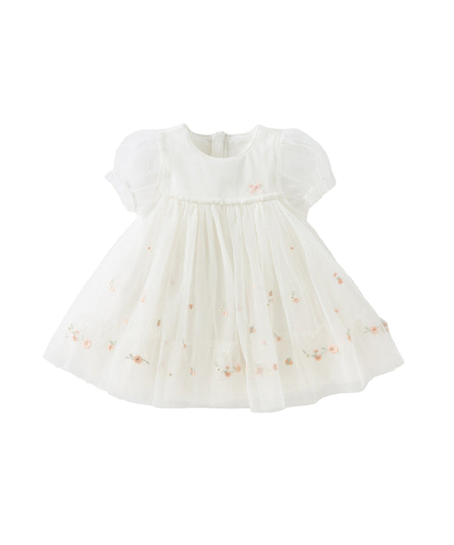 Girls Summer White Mesh Princess Dress