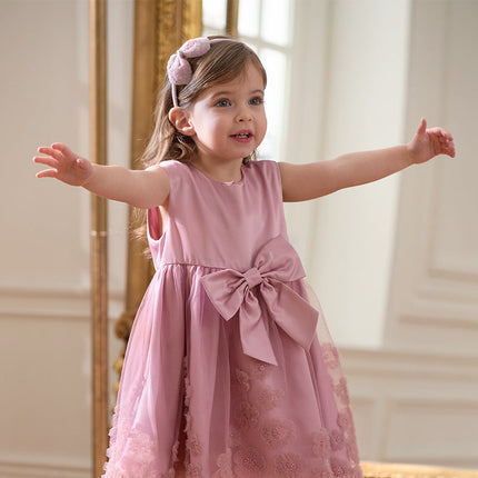 Girls Summer Sleeveless Purple Pink Birthday Mesh Dress