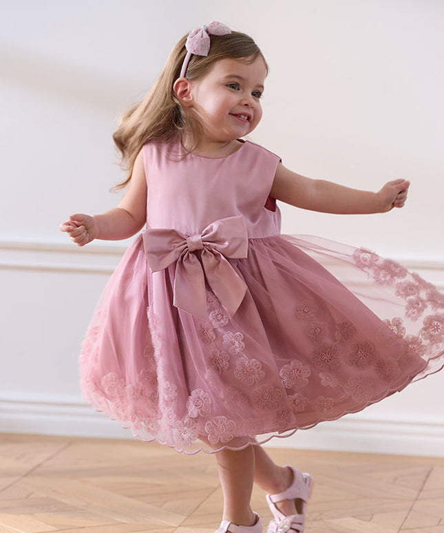 Girls Summer Sleeveless Purple Pink Birthday Mesh Dress