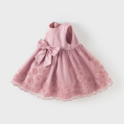 Girls Summer Sleeveless Purple Pink Birthday Mesh Dress