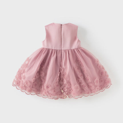 Girls Summer Sleeveless Purple Pink Birthday Mesh Dress