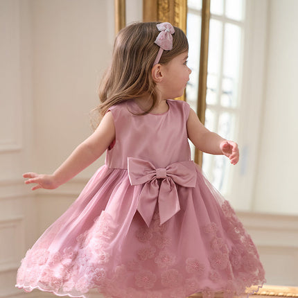 Girls Summer Sleeveless Purple Pink Birthday Mesh Dress