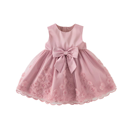 Girls Summer Sleeveless Purple Pink Birthday Mesh Dress