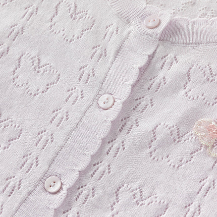 Kids Girls Summer Sweet Light Purple/White Soft Cotton Lightweight Cardigans