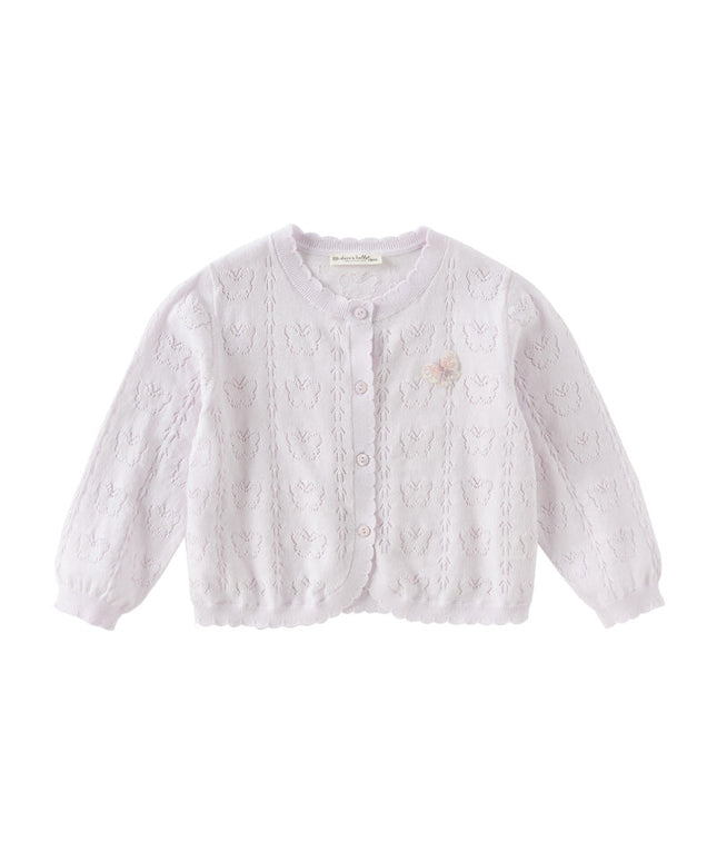 Kids Girls Summer Sweet Light Purple/White Soft Cotton Lightweight Cardigans