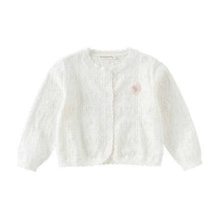 Kids Girls Summer Sweet Light Purple/White Soft Cotton Lightweight Cardigans