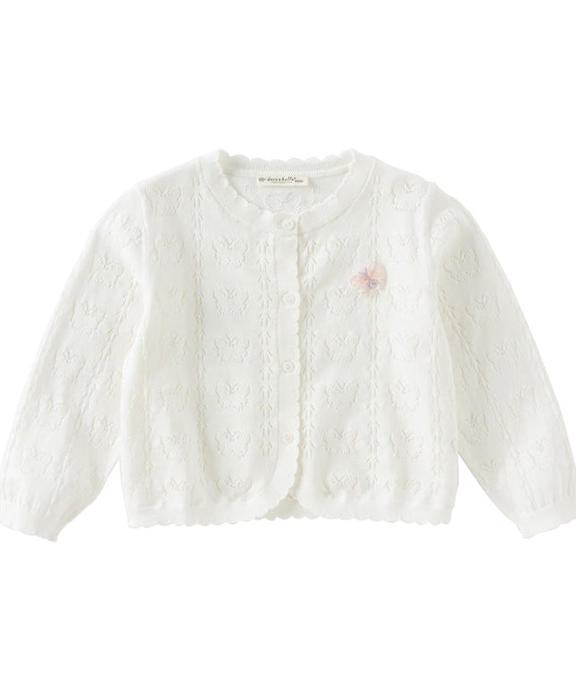 Kids Girls Summer Sweet Light Purple/White Soft Cotton Lightweight Cardigans