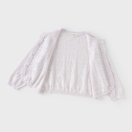 Kids Girls Summer Sweet Light Purple/White Soft Cotton Lightweight Cardigans