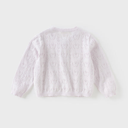Kids Girls Summer Sweet Light Purple/White Soft Cotton Lightweight Cardigans