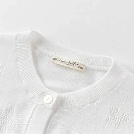 Kids Girls Summer Elegant White Long-sleeveD Cardigans