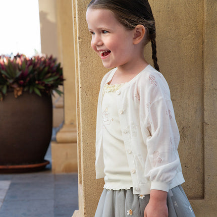 Kids Girls Summer Elegant White Long-sleeveD Cardigans